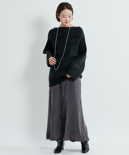 DouDou（ドゥドゥ）の「ケーブルオフタートルチュニック（ニット/セーター・レディース・オフホワイト/ブラック/ベージュ・FREE）」の17枚目の写真