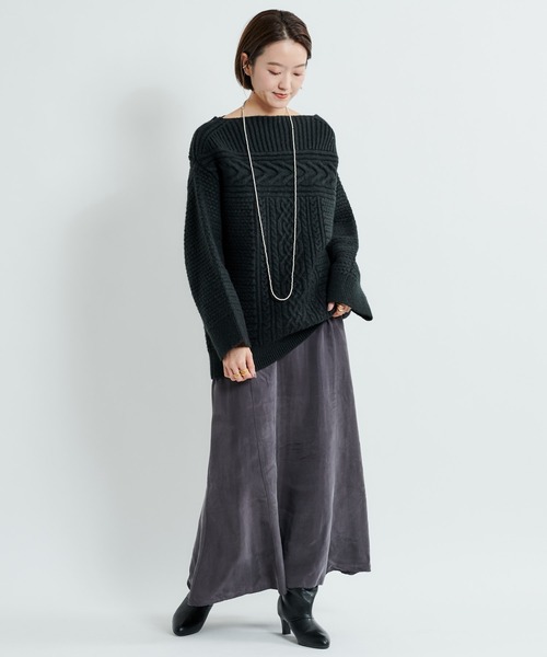 DouDou（ドゥドゥ）の「ケーブルオフタートルチュニック（ニット/セーター・レディース・オフホワイト/ブラック/ベージュ・FREE）」の18枚目の写真