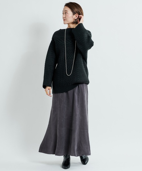 DouDou（ドゥドゥ）の「ケーブルオフタートルチュニック（ニット/セーター・レディース・オフホワイト/ブラック/ベージュ・FREE）」の20枚目の写真