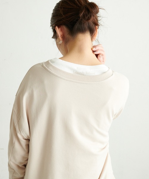 natural couture(ナチュラルクチュール)の「【WEB限定】ショート丈裏毛Tシャツレイヤードトップス(Tシャツ/カットソー・レディース・ブラック/ベージュ/ブラウン/カーキ・FREE)」の11枚目の写真