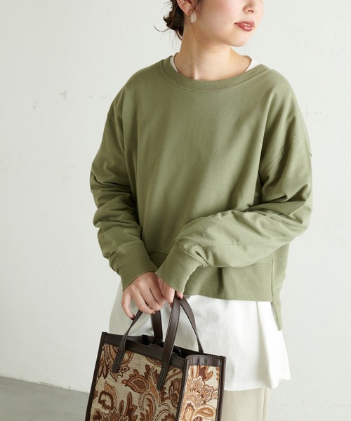 natural couture(ナチュラルクチュール)の「【WEB限定】ショート丈裏毛Tシャツレイヤードトップス(Tシャツ/カットソー・レディース・ブラック/ベージュ/ブラウン/カーキ・FREE)」の14枚目の写真