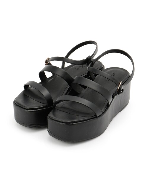 SOUP（スープ）の「◆コードプラットフォームサンダル（サンダル・レディース・サンドベージュ/ブラック・35/40/30）」の2枚目の写真