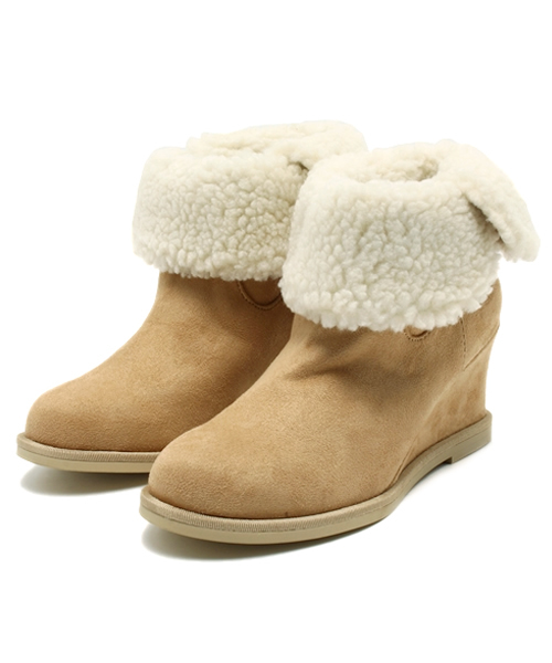 Heather(ヘザー)の「オリカエシボアウエッジ 553587(ブーツ・レディース・ブラック/ベージュ・MEDIUM/LARGE)」の1枚目の写真