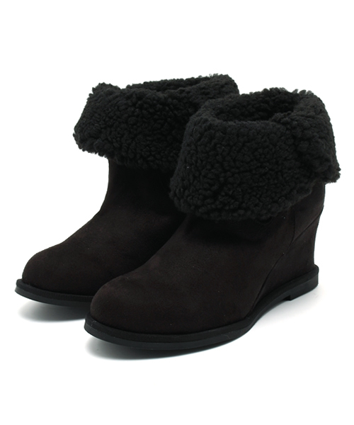 Heather(ヘザー)の「オリカエシボアウエッジ 553587(ブーツ・レディース・ブラック/ベージュ・MEDIUM/LARGE)」の2枚目の写真