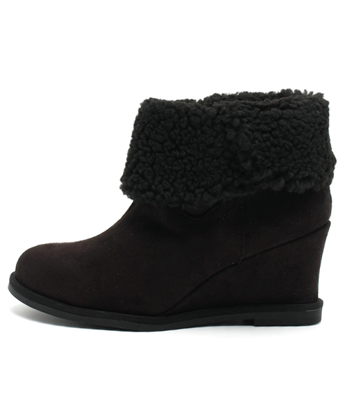 Heather(ヘザー)の「オリカエシボアウエッジ 553587(ブーツ・レディース・ブラック/ベージュ・MEDIUM/LARGE)」の3枚目の写真