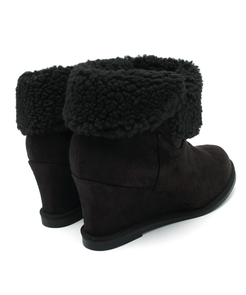 Heather(ヘザー)の「オリカエシボアウエッジ 553587(ブーツ・レディース・ブラック/ベージュ・MEDIUM/LARGE)」の5枚目の写真