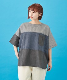 CUBE SUGAR（キューブシュガー）の「WEB限定 ギンガムチェック 半袖 クルーネック プルオーバー（Tシャツ/カットソー）」