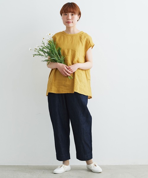 chambre de charme(シャンブルドゥシャーム)の「cdc コットン/リネン デニムパンツ(デニムパンツ・レディース・ワンウォッシュ/サックスブルー・FREE)」の4枚目の写真