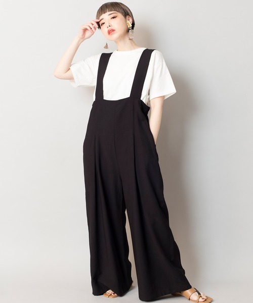 OSMOSIS（オズモーシス）の「サロペット&TシャツSET（サロペット/オーバーオール・レディース・ブラック/ブラウン/ライトカーキ・ONE SIZE）」の2枚目の写真