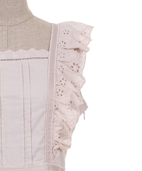 axes femme POETIQUE（アクシーズファムポエティック）の「フラワーコットンレースＯＰ（ワンピース・レディース・キナリ/ピンク/ブラック・MEDIUM）」の8枚目の写真