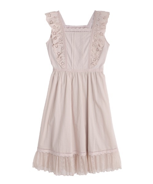 axes femme POETIQUE（アクシーズファムポエティック）の「フラワーコットンレースＯＰ（ワンピース・レディース・キナリ/ピンク/ブラック・MEDIUM）」の7枚目の写真