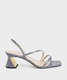 クロックエフェクト ストラッピーヒールサンダル / Croc-Effect Strappy Heeled Sandals