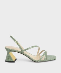 クロックエフェクト ストラッピーヒールサンダル / Croc-Effect Strappy Heeled Sandals