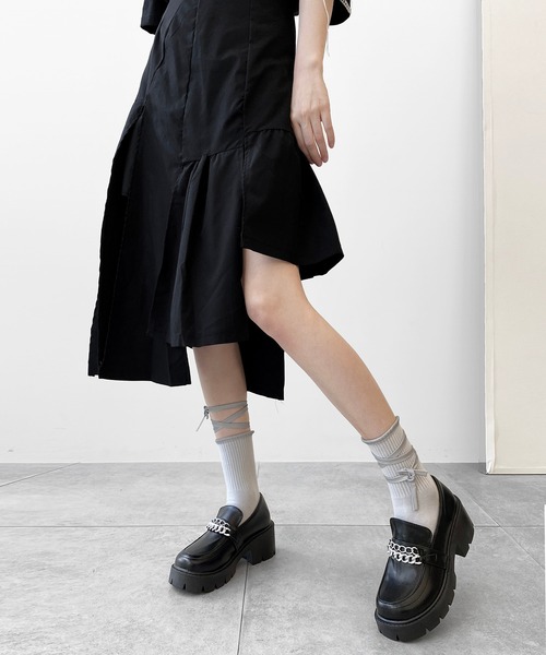 minsobi（ミンソビ）の「マルチストラップファッションソックス  ストラップ靴下　リフレクターソックス（ソックス/靴下・レディース・ホワイト/ブラック/グレー・FREE）」の14枚目の写真