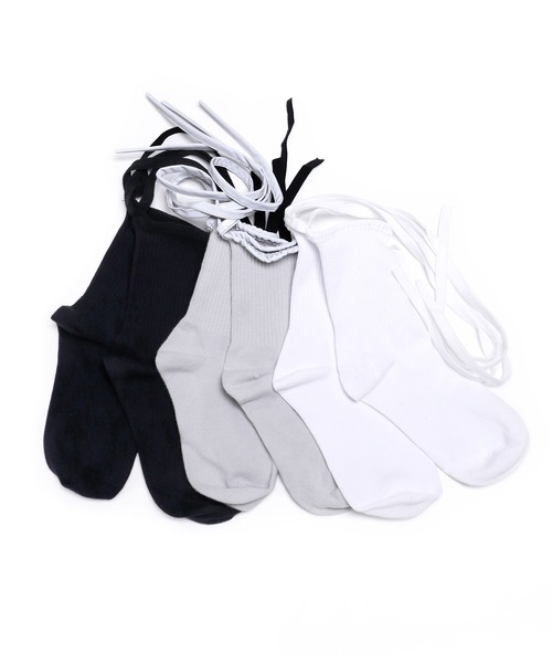 minsobi（ミンソビ）の「マルチストラップファッションソックス  ストラップ靴下　リフレクターソックス（ソックス/靴下・レディース・ホワイト/ブラック/グレー・FREE）」の9枚目の写真