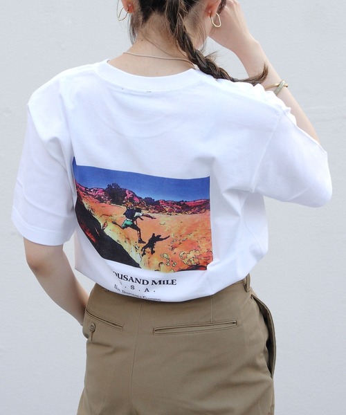 THOUSAND MILE(サウザンドマイル)の「THOUSAND MILE/サウザンドマイル マウンテンロゴTEE MOUNTAIN+ROGO T(Tシャツ/カットソー・メンズ・ホワイト/ブラック・L/M)」の2枚目の写真