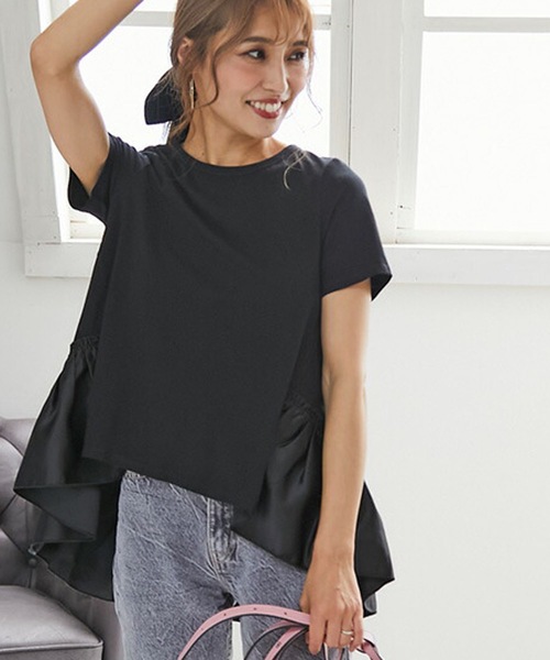 M y u(ミュー)の「フリル半袖Tシャツ【otona MYU】(Tシャツ/カットソー・レディース・スモークピンク/ホワイト/ブラック・FREE)」の9枚目の写真