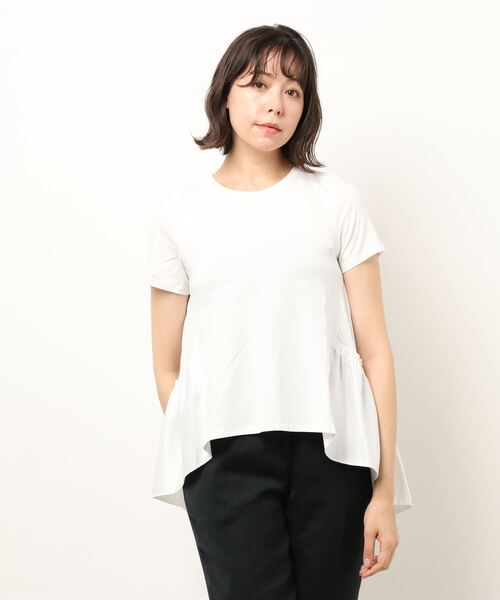 M y u(ミュー)の「フリル半袖Tシャツ【otona MYU】(Tシャツ/カットソー・レディース・スモークピンク/ホワイト/ブラック・FREE)」の16枚目の写真