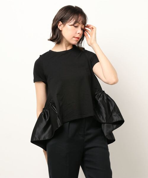 M y u(ミュー)の「フリル半袖Tシャツ【otona MYU】(Tシャツ/カットソー・レディース・スモークピンク/ホワイト/ブラック・FREE)」の17枚目の写真