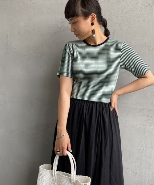 MILLER（ミラー）の「[MILLER/ミラー] ボーダー クルーネックリブTシャツ（Tシャツ/カットソー・レディース・ブラウン/ブルー/グリーン/ブルー系その他/オレンジ/グリーン系その他・F）」の3枚目の写真