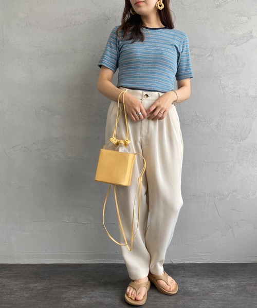 MILLER（ミラー）の「[MILLER/ミラー] ボーダー クルーネックリブTシャツ（Tシャツ/カットソー・レディース・ブラウン/ブルー/グリーン/ブルー系その他/オレンジ/グリーン系その他・F）」の10枚目の写真