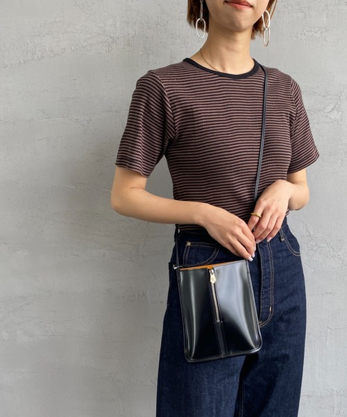 MILLER（ミラー）の「[MILLER/ミラー] ボーダー クルーネックリブTシャツ（Tシャツ/カットソー・レディース・ブラウン/ブルー/グリーン/ブルー系その他/オレンジ/グリーン系その他・F）」の11枚目の写真