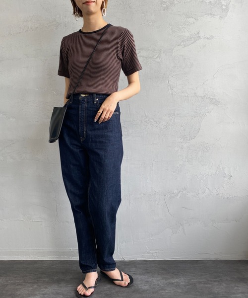 MILLER（ミラー）の「[MILLER/ミラー] ボーダー クルーネックリブTシャツ（Tシャツ/カットソー・レディース・ブラウン/ブルー/グリーン/ブルー系その他/オレンジ/グリーン系その他・F）」の7枚目の写真