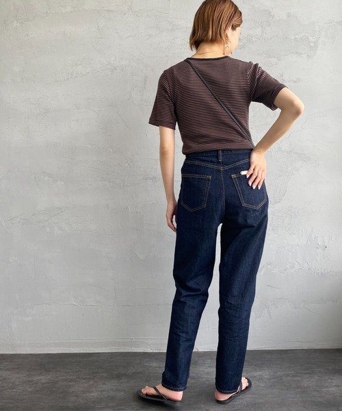 MILLER（ミラー）の「[MILLER/ミラー] ボーダー クルーネックリブTシャツ（Tシャツ/カットソー・レディース・ブラウン/ブルー/グリーン/ブルー系その他/オレンジ/グリーン系その他・F）」の13枚目の写真