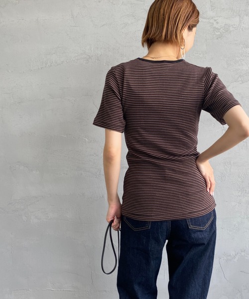 MILLER（ミラー）の「[MILLER/ミラー] ボーダー クルーネックリブTシャツ（Tシャツ/カットソー・レディース・ブラウン/ブルー/グリーン/ブルー系その他/オレンジ/グリーン系その他・F）」の16枚目の写真