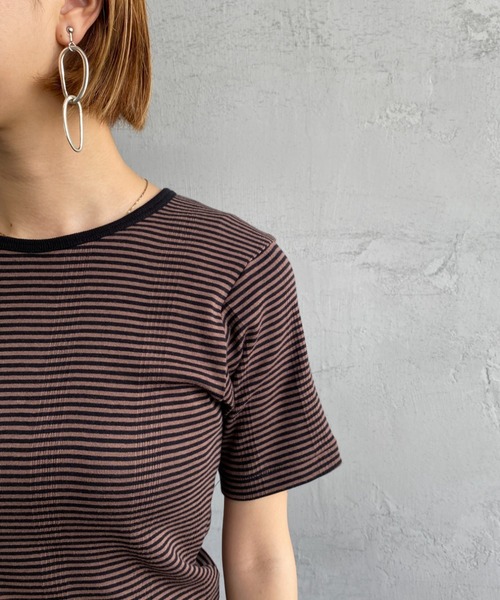 MILLER（ミラー）の「[MILLER/ミラー] ボーダー クルーネックリブTシャツ（Tシャツ/カットソー・レディース・ブラウン/ブルー/グリーン/ブルー系その他/オレンジ/グリーン系その他・F）」の18枚目の写真