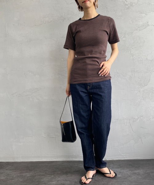 MILLER（ミラー）の「[MILLER/ミラー] ボーダー クルーネックリブTシャツ（Tシャツ/カットソー・レディース・ブラウン/ブルー/グリーン/ブルー系その他/オレンジ/グリーン系その他・F）」の17枚目の写真