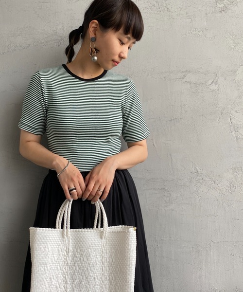 MILLER（ミラー）の「[MILLER/ミラー] ボーダー クルーネックリブTシャツ（Tシャツ/カットソー・レディース・ブラウン/ブルー/グリーン/ブルー系その他/オレンジ/グリーン系その他・F）」の19枚目の写真