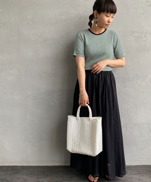 MILLER（ミラー）の「[MILLER/ミラー] ボーダー クルーネックリブTシャツ（Tシャツ/カットソー・レディース・ブラウン/ブルー/グリーン/ブルー系その他/オレンジ/グリーン系その他・F）」の22枚目の写真