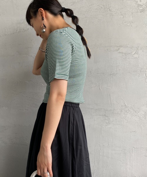 MILLER（ミラー）の「[MILLER/ミラー] ボーダー クルーネックリブTシャツ（Tシャツ/カットソー・レディース・ブラウン/ブルー/グリーン/ブルー系その他/オレンジ/グリーン系その他・F）」の20枚目の写真