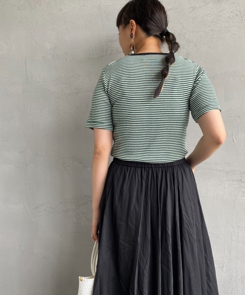 MILLER（ミラー）の「[MILLER/ミラー] ボーダー クルーネックリブTシャツ（Tシャツ/カットソー・レディース・ブラウン/ブルー/グリーン/ブルー系その他/オレンジ/グリーン系その他・F）」の21枚目の写真