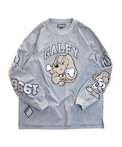 GALFY CRUNCH BRAND ダメージ長袖カットソー グレー スウェット