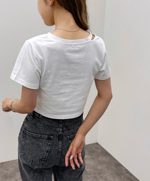 apres jour mignon（アプレジュールミニョン）の「カッティングトップス【ZOZOTOWN限定アイテム】（Tシャツ/カットソー・レディース・オフホワイト/ブラック/パープル・フリー）」の7枚目の写真