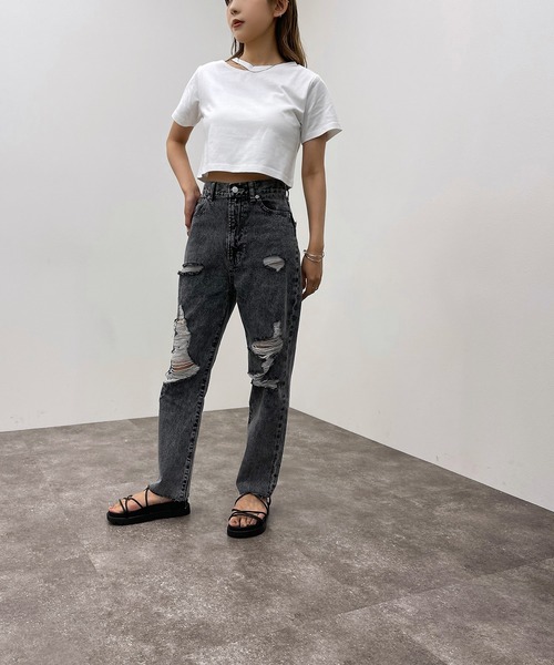 apres jour mignon（アプレジュールミニョン）の「カッティングトップス【ZOZOTOWN限定アイテム】（Tシャツ/カットソー・レディース・オフホワイト/ブラック/パープル・フリー）」の10枚目の写真