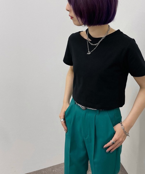 apres jour mignon（アプレジュールミニョン）の「カッティングトップス【ZOZOTOWN限定アイテム】（Tシャツ/カットソー・レディース・オフホワイト/ブラック/パープル・フリー）」の11枚目の写真