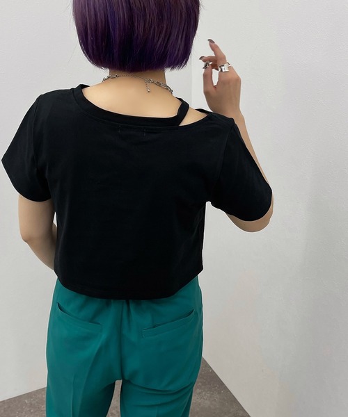 apres jour mignon（アプレジュールミニョン）の「カッティングトップス【ZOZOTOWN限定アイテム】（Tシャツ/カットソー・レディース・オフホワイト/ブラック/パープル・フリー）」の14枚目の写真