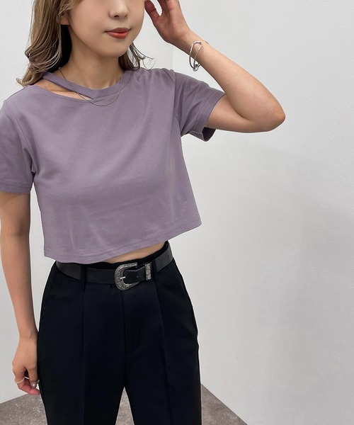 apres jour mignon（アプレジュールミニョン）の「カッティングトップス【ZOZOTOWN限定アイテム】（Tシャツ/カットソー・レディース・オフホワイト/ブラック/パープル・フリー）」の17枚目の写真