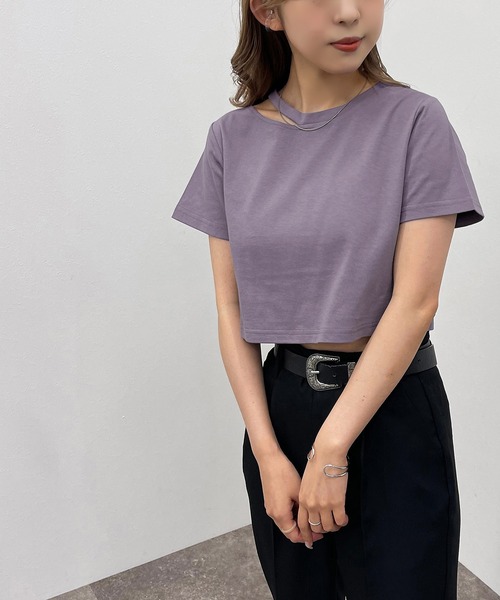 apres jour mignon（アプレジュールミニョン）の「カッティングトップス【ZOZOTOWN限定アイテム】（Tシャツ/カットソー・レディース・オフホワイト/ブラック/パープル・フリー）」の18枚目の写真