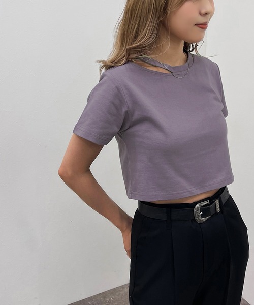 apres jour mignon（アプレジュールミニョン）の「カッティングトップス【ZOZOTOWN限定アイテム】（Tシャツ/カットソー・レディース・オフホワイト/ブラック/パープル・フリー）」の19枚目の写真