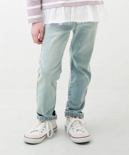 devirock（デビロック）の「楽デニム ストレートパンツ（デニムパンツ・キッズ・ネイビー/サックスブルー/ブルー系その他/ワンウォッシュ・80ｃｍ/90cm/110cm/100cm/120cm/130cm/140cm/150cm/160cm）」の4枚目の写真