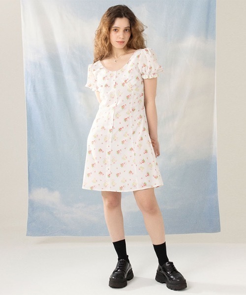 Oneninenineone フラワープリンティング パフワンピース Flower Printing Puff Dress ワンピース Oneninenineone ワンナインナインワン のファッション通販 Zozotown