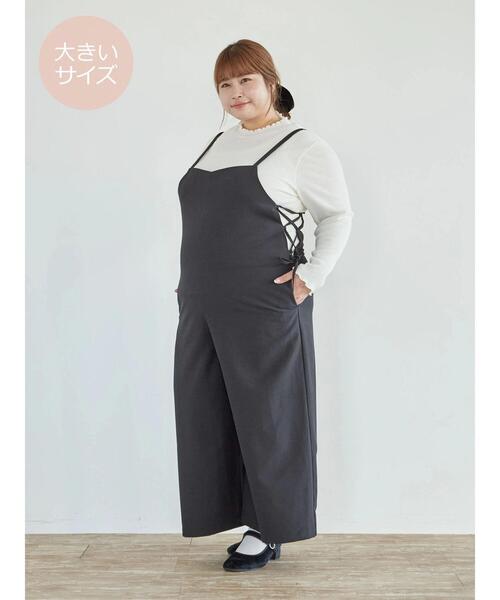 SLURR(スラ―)の「【ラ・ファーファ9月号掲載】<大きいサイズ>サイドレースアップサロペット(サロペット/オーバーオール・レディース・ブラック/チョコ/その他8・L)」の13枚目の写真