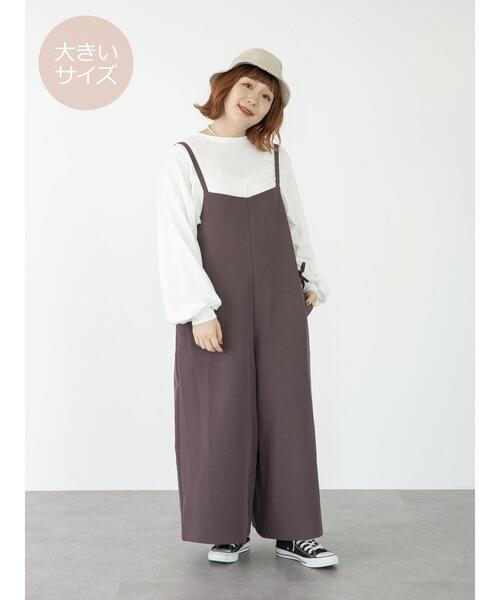 SLURR(スラ―)の「【ラ・ファーファ9月号掲載】<大きいサイズ>サイドレースアップサロペット(サロペット/オーバーオール・レディース・ブラック/チョコ/その他8・L)」の15枚目の写真