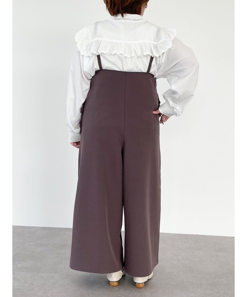 SLURR(スラ―)の「【ラ・ファーファ9月号掲載】<大きいサイズ>サイドレースアップサロペット(サロペット/オーバーオール・レディース・ブラック/チョコ/その他8・L)」の5枚目の写真