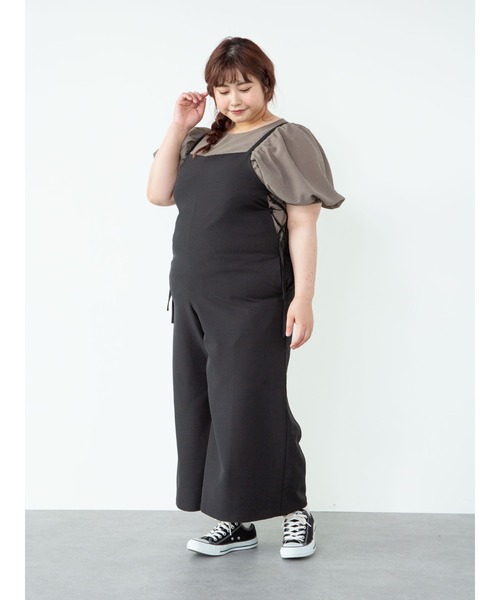 SLURR(スラ―)の「【ラ・ファーファ9月号掲載】<大きいサイズ>サイドレースアップサロペット(サロペット/オーバーオール・レディース・ブラック/チョコ/その他8・L)」の7枚目の写真