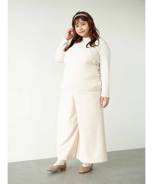 SLURR(スラ―)の「【ラ・ファーファ9月号掲載】<大きいサイズ>サイドレースアップサロペット(サロペット/オーバーオール・レディース・ブラック/チョコ/その他8・L)」の9枚目の写真